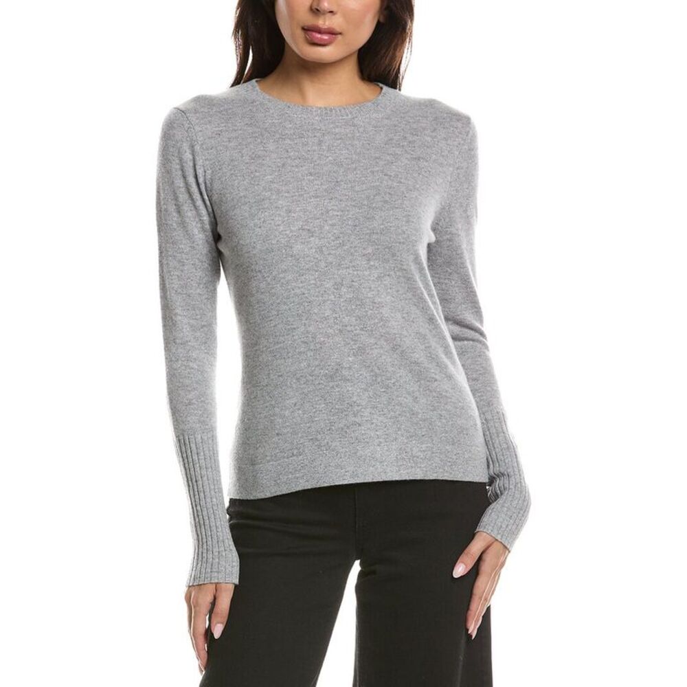 Forte Cashmere Womens Crewneck 100% Cashmere Sweater, Grey